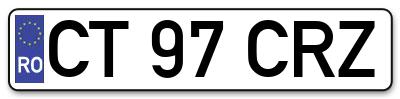 Placuta inmatriculare numar auto  CT-97-CRZ, CT 97 CRZ, CT97CRZ