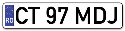 Placuta inmatriculare numar auto  CT-97-MDJ, CT 97 MDJ, CT97MDJ