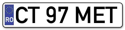 Placuta inmatriculare numar auto  CT-97-MET, CT 97 MET, CT97MET