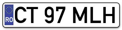 Placuta inmatriculare numar auto  CT-97-MLH, CT 97 MLH, CT97MLH