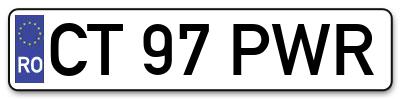 Placuta inmatriculare numar auto  CT-97-PWR, CT 97 PWR, CT97PWR