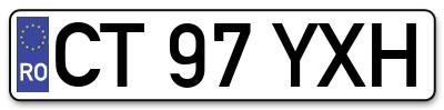 Placuta inmatriculare numar auto  CT-97-YXH, CT 97 YXH, CT97YXH