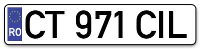 Placuta inmatriculare numar auto  CT-971-CIL, CT 971 CIL, CT971CIL