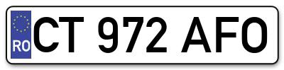 Placuta inmatriculare numar auto  CT-972-AFO, CT 972 AFO, CT972AFO