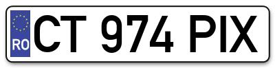 Placuta inmatriculare numar auto  CT-974-PIX, CT 974 PIX, CT974PIX