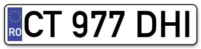 Placuta inmatriculare numar auto  CT-977-DHI, CT 977 DHI, CT977DHI