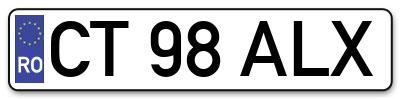 Placuta inmatriculare numar auto  CT-98-ALX, CT 98 ALX, CT98ALX