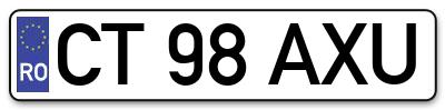 Placuta inmatriculare numar auto  CT-98-AXU, CT 98 AXU, CT98AXU