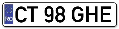 Placuta inmatriculare numar auto  CT-98-GHE, CT 98 GHE, CT98GHE