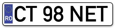 Placuta inmatriculare numar auto  CT-98-NET, CT 98 NET, CT98NET