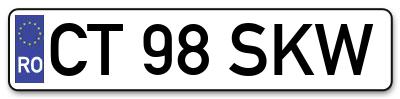 Placuta inmatriculare numar auto  CT-98-SKW, CT 98 SKW, CT98SKW
