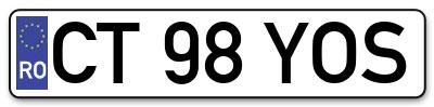 Placuta inmatriculare numar auto  CT-98-YOS, CT 98 YOS, CT98YOS