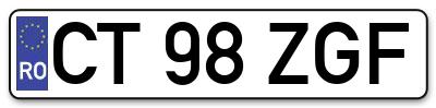 Placuta inmatriculare numar auto  CT-98-ZGF, CT 98 ZGF, CT98ZGF