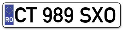 Placuta inmatriculare numar auto  CT-989-SXO, CT 989 SXO, CT989SXO