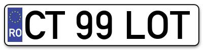 Placuta inmatriculare numar auto  CT-99-LOT, CT 99 LOT, CT99LOT