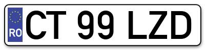 Placuta inmatriculare numar auto  CT-99-LZD, CT 99 LZD, CT99LZD