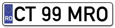 Placuta inmatriculare numar auto  CT-99-MRO, CT 99 MRO, CT99MRO