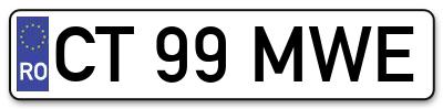 Placuta inmatriculare numar auto  CT-99-MWE, CT 99 MWE, CT99MWE