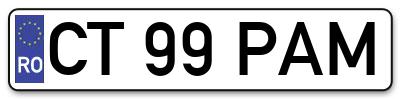 Placuta inmatriculare numar auto  CT-99-PAM, CT 99 PAM, CT99PAM
