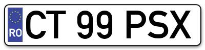 Placuta inmatriculare numar auto  CT-99-PSX, CT 99 PSX, CT99PSX