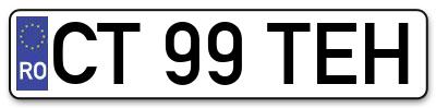 Placuta inmatriculare numar auto  CT-99-TEH, CT 99 TEH, CT99TEH