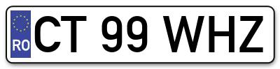 Placuta inmatriculare numar auto  CT-99-WHZ, CT 99 WHZ, CT99WHZ