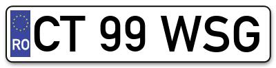 Placuta inmatriculare numar auto  CT-99-WSG, CT 99 WSG, CT99WSG
