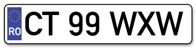 Placuta inmatriculare numar auto  CT-99-WXW, CT 99 WXW, CT99WXW