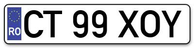 Placuta inmatriculare numar auto  CT-99-XOY, CT 99 XOY, CT99XOY