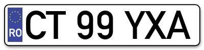 Placuta inmatriculare numar auto  CT-99-YXA, CT 99 YXA, CT99YXA