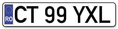 Placuta inmatriculare numar auto  CT-99-YXL, CT 99 YXL, CT99YXL