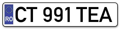 Placuta inmatriculare numar auto  CT-991-TEA, CT 991 TEA, CT991TEA