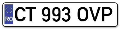 Placuta inmatriculare numar auto  CT-993-OVP, CT 993 OVP, CT993OVP