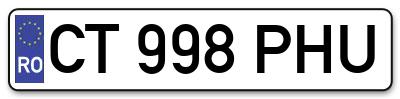 Placuta inmatriculare numar auto  CT-998-PHU, CT 998 PHU, CT998PHU