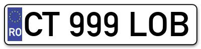 Placuta inmatriculare numar auto  CT-999-LOB, CT 999 LOB, CT999LOB