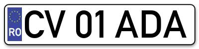 Placuta inmatriculare numar auto  CV-01-ADA, CV 01 ADA, CV01ADA
