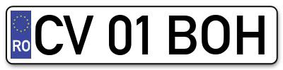Placuta inmatriculare numar auto  CV-01-BOH, CV 01 BOH, CV01BOH