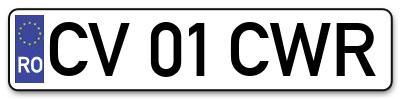 Placuta inmatriculare numar auto  CV-01-CWR, CV 01 CWR, CV01CWR