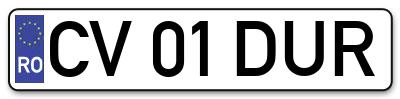 Placuta inmatriculare numar auto  CV-01-DUR, CV 01 DUR, CV01DUR