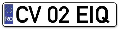 Placuta inmatriculare numar auto  CV-02-EIQ, CV 02 EIQ, CV02EIQ