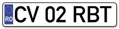 Placuta inmatriculare numar auto  CV-02-RBT, CV 02 RBT, CV02RBT