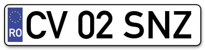 Placuta inmatriculare numar auto  CV-02-SNZ, CV 02 SNZ, CV02SNZ