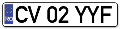 Placuta inmatriculare numar auto  CV-02-YYF, CV 02 YYF, CV02YYF