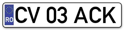 Placuta inmatriculare numar auto  CV-03-ACK, CV 03 ACK, CV03ACK