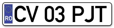 Placuta inmatriculare numar auto  CV-03-PJT, CV 03 PJT, CV03PJT