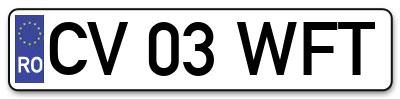 Placuta inmatriculare numar auto  CV-03-WFT, CV 03 WFT, CV03WFT