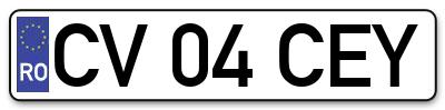 Placuta inmatriculare numar auto  CV-04-CEY, CV 04 CEY, CV04CEY