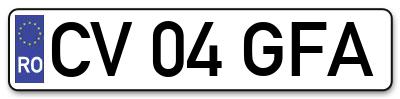Placuta inmatriculare numar auto  CV-04-GFA, CV 04 GFA, CV04GFA