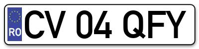Placuta inmatriculare numar auto  CV-04-QFY, CV 04 QFY, CV04QFY