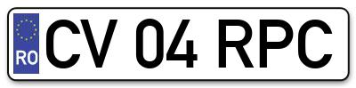 Placuta inmatriculare numar auto  CV-04-RPC, CV 04 RPC, CV04RPC